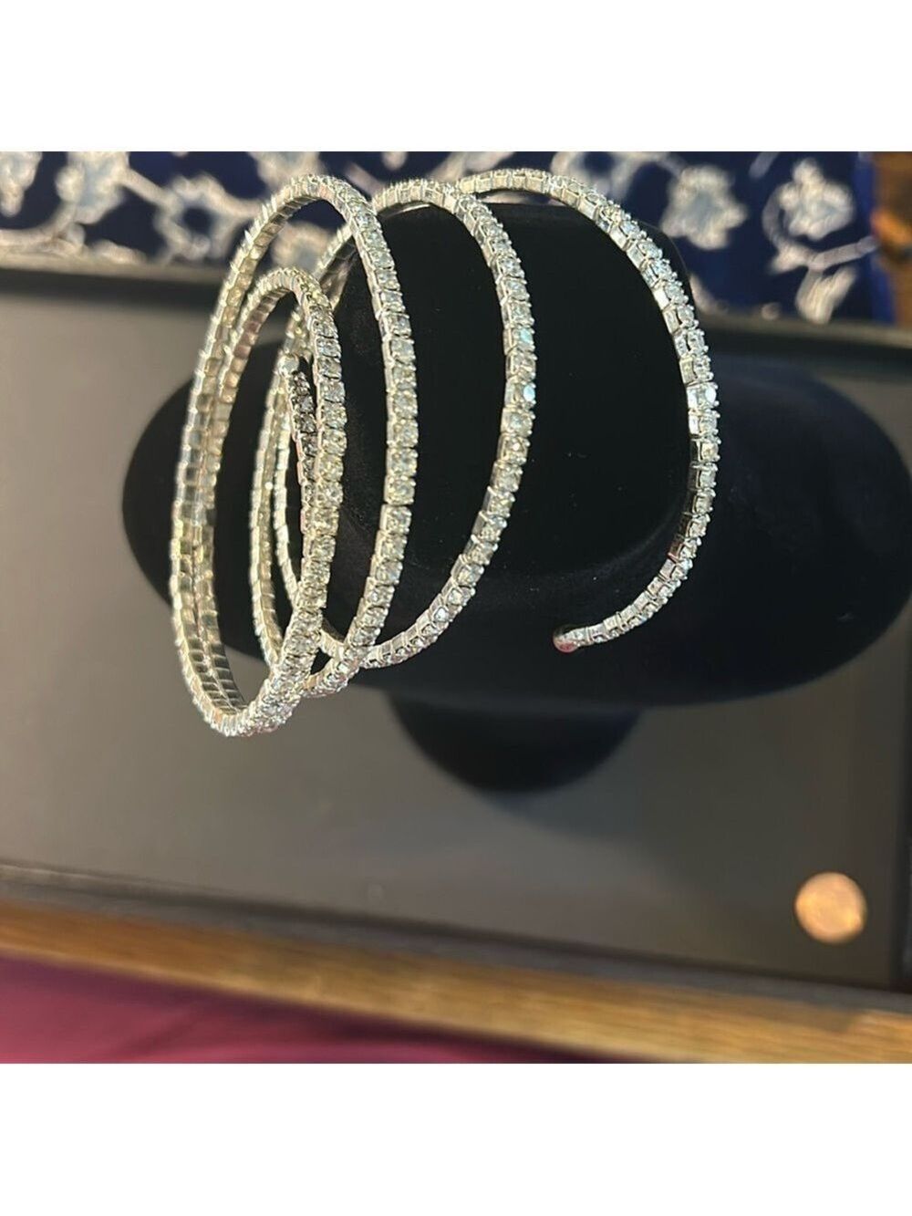 Elegant Silver and rhinestone wrap around bracelet